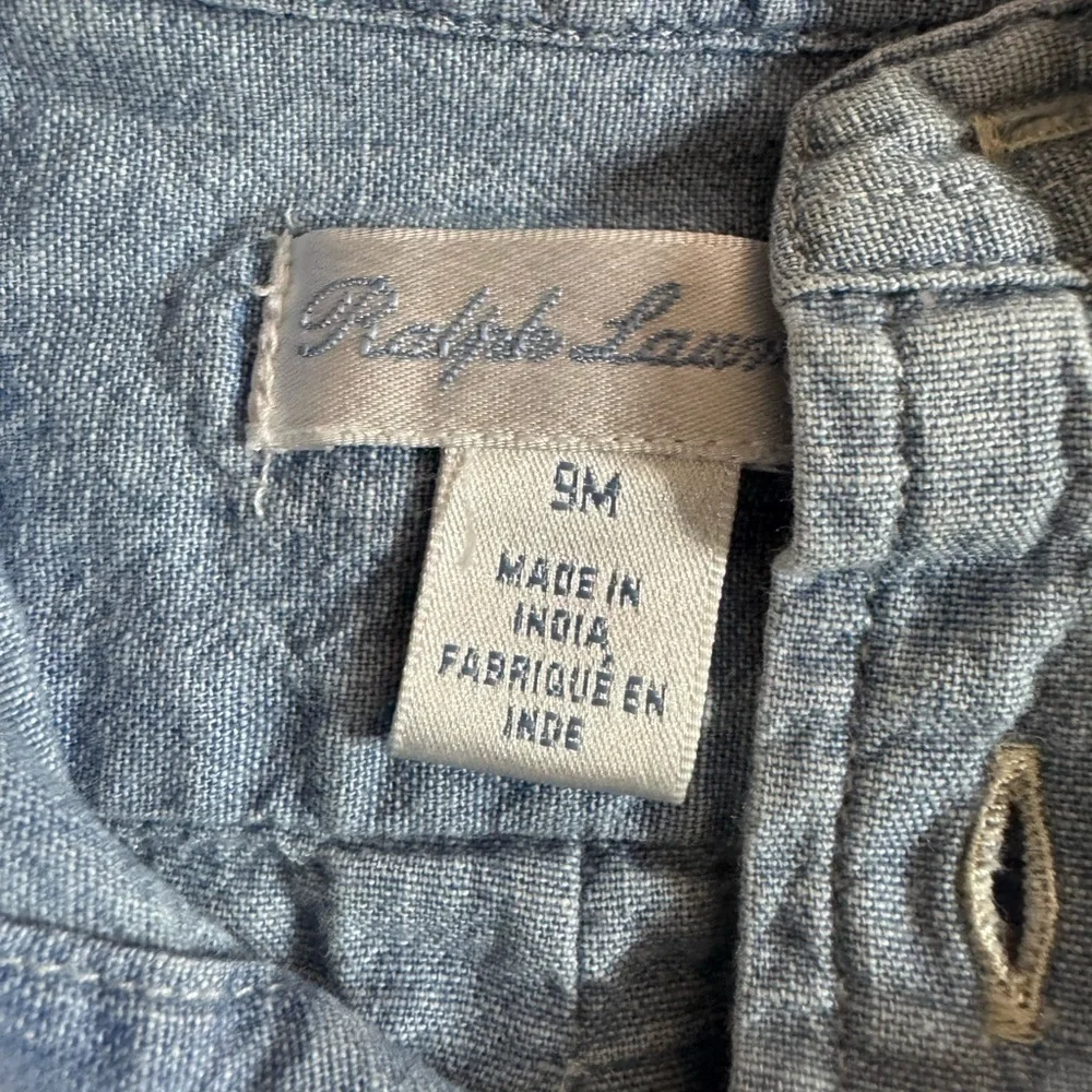 Ralph Lauren Pony Logo Button Front Shirt Boys Size 9M light color denim